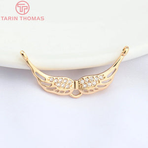 10PCS 30.5x14MM Brass Zircon Wings Pendants for Jewelry Making