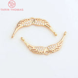 10PCS 30.5x14MM Brass Zircon Wings Pendants for Jewelry Making