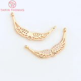 10PCS 30.5x14MM Brass Zircon Wings Pendants for Jewelry Making