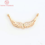10PCS 30.5x14MM Brass Zircon Wings Pendants for Jewelry Making