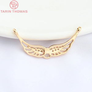 10PCS 30.5x14MM Brass Zircon Wings Pendants for Jewelry Making