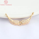 10PCS 30.5x14MM Brass Zircon Wings Pendants for Jewelry Making