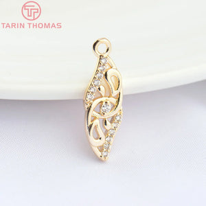 10PCS 7x21MM Brass Zircon Wings Pendants High Jewelry Findings