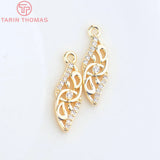 10PCS 7x21MM Brass Zircon Wings Pendants High Jewelry Findings