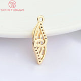 10PCS 7x21MM Brass Zircon Wings Pendants High Jewelry Findings