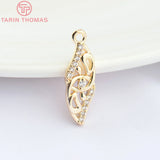 10PCS 7x21MM Brass Zircon Wings Pendants High Jewelry Findings