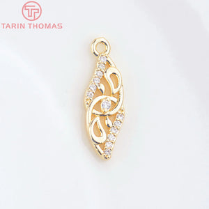 10PCS 7x21MM Brass Zircon Wings Pendants High Jewelry Findings