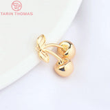 6PCS 11.5x13MM 24K Brass Cherry Pendants for DIY Jewelry Making