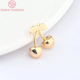 6PCS 11.5x13MM 24K Brass Cherry Pendants for DIY Jewelry Making