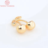 6PCS 11.5x13MM 24K Brass Cherry Pendants for DIY Jewelry Making