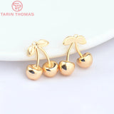 6PCS 11.5x13MM 24K Brass Cherry Pendants for DIY Jewelry Making
