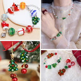 46Pcs Christmas Lampwork Beads Snowman Gloves Christmas Tree for DIY Jewelry