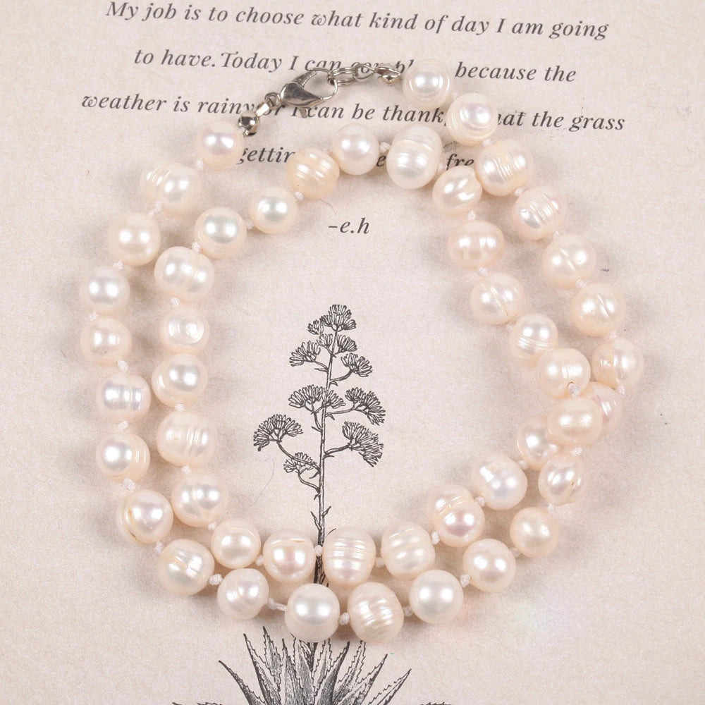 Freshwater Pearl Necklace Irregular Shape Punch Pearl Choker Vintage Jewelry