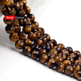 46pcs 8mm Faceted Yellow Tiger Eye Gemstones Round Beads for Jewelry Making