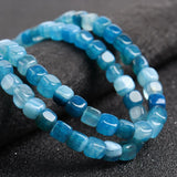 46pcs Natural Stone Agates Beads Cube Spacer Square Beads Jewelry Making DIY