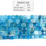 46pcs Natural Stone Agates Beads Cube Spacer Square Beads Jewelry Making DIY