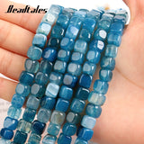 46pcs Natural Stone Agates Beads Cube Spacer Square Beads Jewelry Making DIY