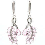 Leaf Tanzanite Pink Kunzite CZ Daily Wear Silver Earrings