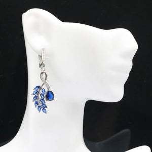 Leaf Tanzanite Pink Kunzite CZ Daily Wear Silver Earrings