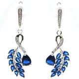 Leaf Tanzanite Pink Kunzite CZ Daily Wear Silver Earrings