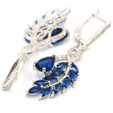 Leaf Tanzanite Pink Kunzite CZ Daily Wear Silver Earrings