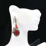 Neo-Gothic Green Emerald Ruby 925 Silver Earrings