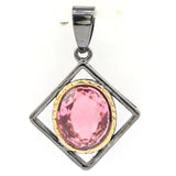 Neo-Gothic Pink Morganite Aquamarine Tanzanite Silver Earrings Pendant