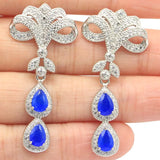 Red Sapphire CZ Silver Earrings, Eye-Catching Women's Jewelry