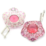 Women's 46x22mm Pink Kunzite Silver Earrings