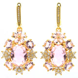 12g Pink Kunzite CZ Bride Wedding Pendant Earrings Set