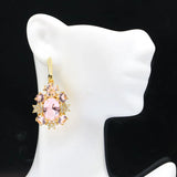 12g Pink Kunzite CZ Bride Wedding Pendant Earrings Set