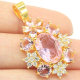 12g Pink Kunzite CZ Bride Wedding Pendant Earrings Set