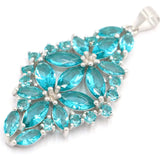 Deluxe Pink Tourmaline Aquamarine 925 Sterling Silver Pendant