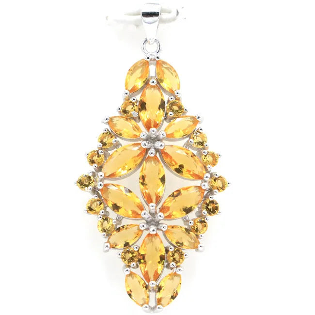 Deluxe Golden Citrine Tanzanite Wedding Pendant 925 Silver