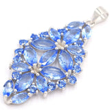 Deluxe Golden Citrine Tanzanite Wedding Pendant 925 Silver