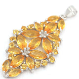 Deluxe Golden Citrine Tanzanite Wedding Pendant 925 Silver