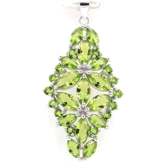 Bride Wedding Silver Pendant with Citrine Peridot Aquamarine Tanzanite