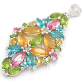 Bride Wedding Silver Pendant with Citrine Peridot Aquamarine Tanzanite