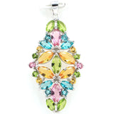 Bride Wedding Silver Pendant with Citrine Peridot Aquamarine Tanzanite