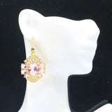 Pink Kunzite CZ 14k Silver Pendant Earrings