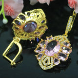 Pink Kunzite CZ 14k Silver Pendant Earrings