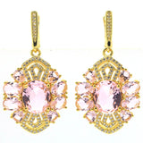 Pink Kunzite CZ 14k Silver Pendant Earrings