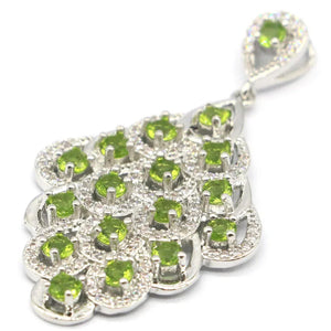 Green Peridot Pink Kunzite CZ Ladies Silver Pendant