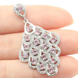 Green Peridot Pink Kunzite CZ Ladies Silver Pendant