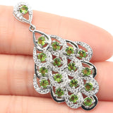 Green Peridot Pink Kunzite CZ Ladies Silver Pendant
