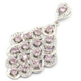 Green Peridot Pink Kunzite CZ Ladies Silver Pendant