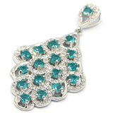 Long Rich Violet Tanzanite Aquamarine CZ Silver Pendant