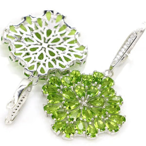 Green Peridot CZ Sterling Silver Earrings, 8.8g