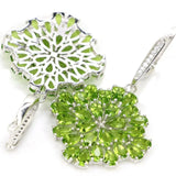 Green Peridot CZ Sterling Silver Earrings, 8.8g