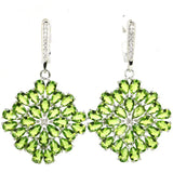 Green Peridot CZ Sterling Silver Earrings, 8.8g